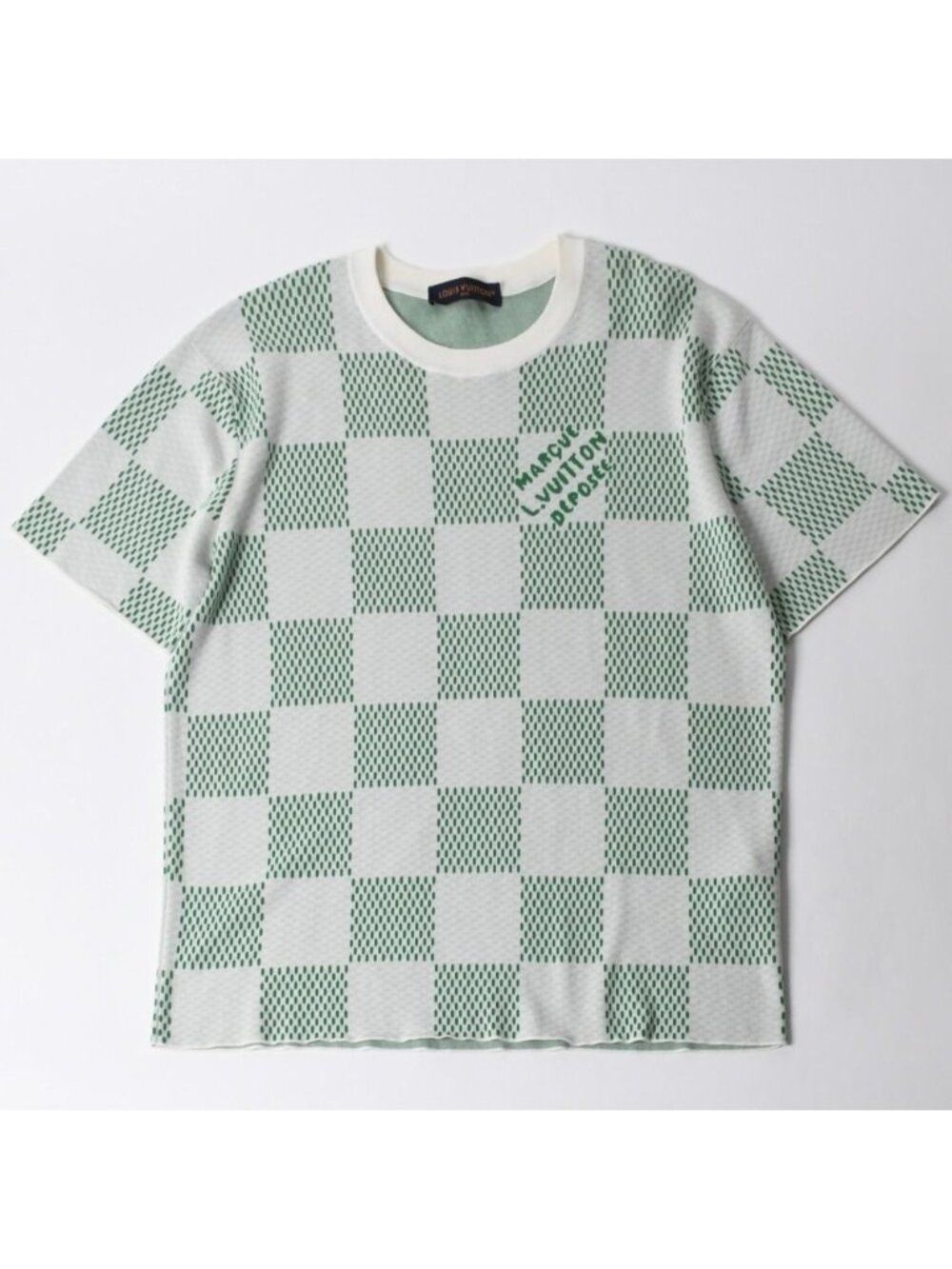 Louis Vuitton Knit T-Shirt Aur Green White Sweater XL